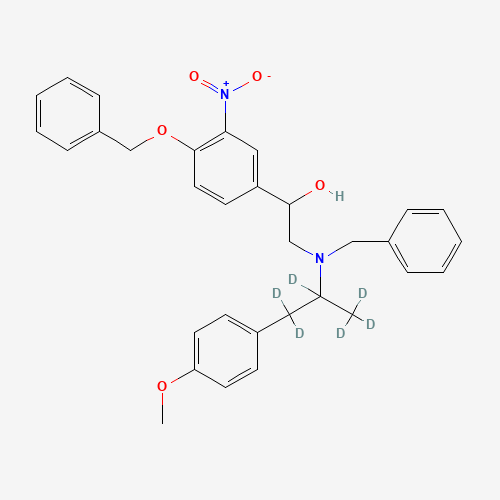 rac-N-Benzyl-N-[2-hydroxyl-2-(4-benzyloxy-3-nitrophenyl)-ethyl]-3-(4-methoxyphenyl)-2-propylamine-d6 (CAS: 1216475-21-6) - Related Chemical Product