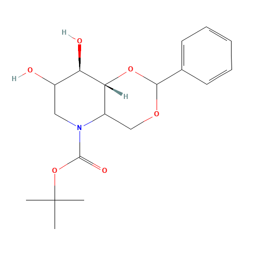 4,6-O-Benzylidene-N-(tert-butoxycarbonyl)-1,5-imino-D-glucitol (CAS: 133697-16-2) - Related Chemical Product
