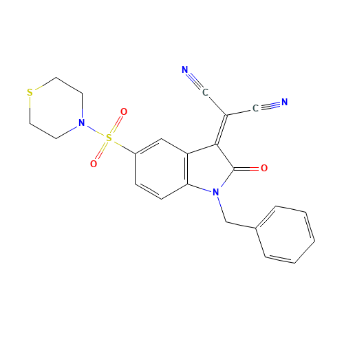 2-[(1-Benzyl-2-oxo-5-(thiomorpholinosulfonyl)indolin-3-ylidene]malononitrile (CAS: 1144853-53-1) - Related Chemical Product
