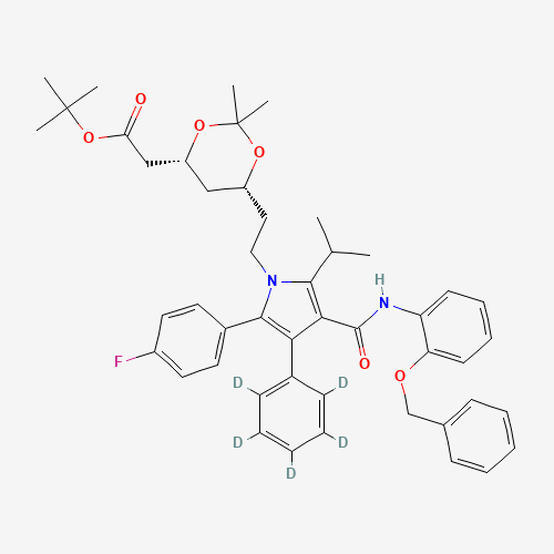 (6-{2-[3-(2-Benzyloxy-phenylcarbamoyl)-5-(4-fluoro-phenyl)-2-isopropyl-4-phenyl-d5-pyrrol-1-yl]-ethyl}-2,2-dimethyl-[1,3]-dioxane-4-yl)-acetic Acid,tert-Butyl Ester (CAS: 265989-41-1) - Related Chemical Product