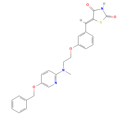 5-{4-[2-[(5-Benzyloxypyridin-2-yl)methylamino]ethoxy]benzylidine}thiazolidine-2,4-dione (CAS: 1076199-05-7) - Chemical Structure and Molecular Formula 