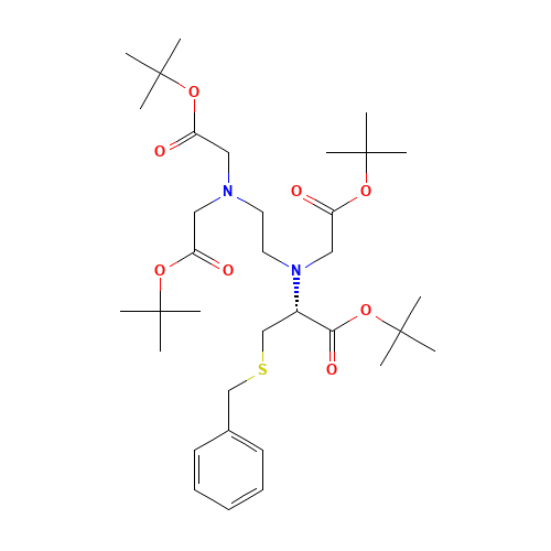 3-Benzylsulfanyl-2-(S)-{[2-(bis-tert-butoxycarbonylmethyl-amino)-ethyl]-tert-butoxycarbonylmethyl-amino}-propionic Acidtert-Butyl Ester (CAS: 1331899-92-3) - Related Chemical Product