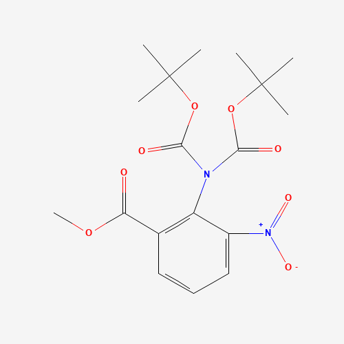 2-[Bis[(tert-butyloxy)carbonyl]amino]-3-nitrobenzoic Acid Methyl Ester (CAS: 342794-46-1) - Chemical Structure and Molecular Formula 