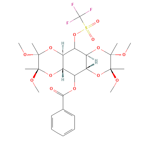 1,6:3,4-Bis-[O-(2,3-dimethoxybutane-2,3-diyl)]-2-O-trifluoromethanesulphonyl-5-O-benzolyl-myo-inositol (CAS: 1068089-34-8) - Related Chemical Product