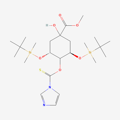 (1a,3R,4a,5R)-3,5-Bis[[(1,1-dimethylethyl)dimethylsilyl]oxy]-1-hydroxy-4-(1H-imidazol-1-ylthioxomethoxy)-cyclohexanecarboxylic Acid Methyl Ester (CAS: 139356-32-4) - Related Chemical Product