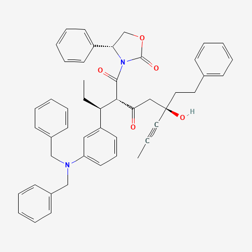 [4R-[3(2(S*),5(R*),4R]]-3-[2-[1-[3-[Bis(phenylmethyl)amino]phenyl]propyl]-5-hydroxy-1,3-dioxo-5-(2-phenylethyl)-6-octynyl]-4-phenyl-2-oxazolidinone (CAS: 188559-22-0) - Related Chemical Product