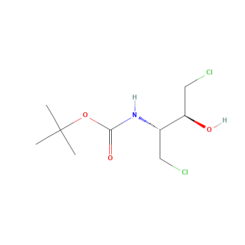 2R-(t-Boc)amino-1,4-dichloro-3S-hydroxybutane (CAS: 326479-99-6) - Chemical Structure and Molecular Formula 