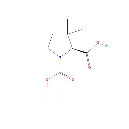 Boc-(2S)-3,3-dimethyl-2-pyrrolidenecarboxylic Acid (CAS: 174060-98-1) - Chemical Structure and Molecular Formula 