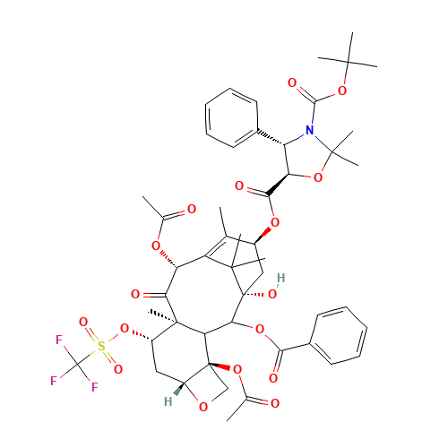 13-{[(3-tert-Butyloxycarbonyl)-2,2-dimethyl-4S-phenyl-1,3-oxazolidin-5R-yl]formyl}-7-O-((trifluoromethyl)sulfonyl]oxy) Baccatin III (CAS: 168120-69-2) - Related Chemical Product