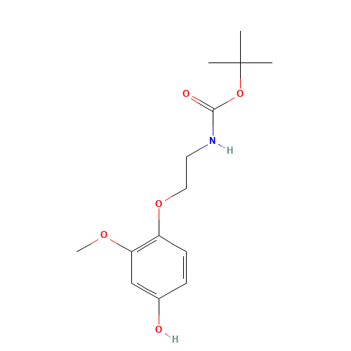 N-tert-Boc-2-(4-hydroxy-2-methoxyphenoxy)-ethylamine (CAS: 887353-54-0) - Chemical Structure and Molecular Formula 
