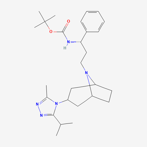N-Boc-(1S)-3-[3-(3-isopropyl-5-methyl-4H-1,2,4-triazol-4-yl)-exo-8-azabicyclo[3.2.1]oct-8-yl]-1-phenyl-1-propanamine (CAS: 376348-70-8) - Related Chemical Product