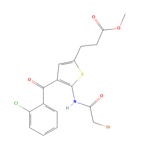 2-Bromoacetylamino-3-(2-chlorobenzoyl)-5-(2-carbomethoxyethyl)thiophene (CAS: 100827-79-0) - Related Chemical Product