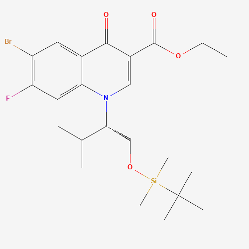 6-Bromo-1-[(1S)-1-[[[(1,1-dimethylethyl)dimethylsilyl]oxy]methyl]-2-methylpropyl]-7-fluoro-1,4-dihydro-4-oxo-3-quinolinecarboxylic Acid Ethyl Ester (CAS: 934161-52-1) - Related Chemical Product