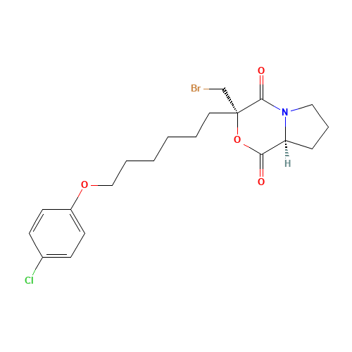 3-Bromomethyl-3-[6-(4-chlorophenoxyl)-hexyl]-tetrahydropyrrolo[2,1-c][1,4]oxazine-1,4-dione (CAS: 467235-26-3) - Related Chemical Product