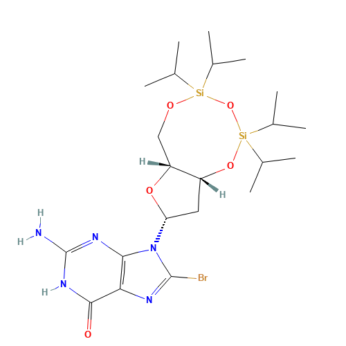 8-Bromo-N9-[3',5'-O-(1,1,3,3-tetrakis(isopropyl)-1,3-disiloxanediyl)-b-D-2'-deoxyribofuranosyl]guanine (CAS: 769141-88-0) - Related Chemical Product