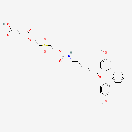 Butanedioic Acid 1-[16,16-Bis(4-methoxyphenyl)-3,3-dioxido-7-oxo-16-phenyl-6,15-dioxa-3-thia-8-azahexadec-1-yl] Ester (CAS: 178261-45-5) - Chemical Structure and Molecular Formula 