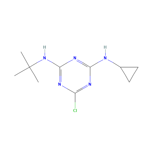 2-(tert-Butylamino)-4-chloro-6-cyclopropylamino-1,3,5-triazine (CAS: 26737-71-3) - Chemical Structure and Molecular Formula 
