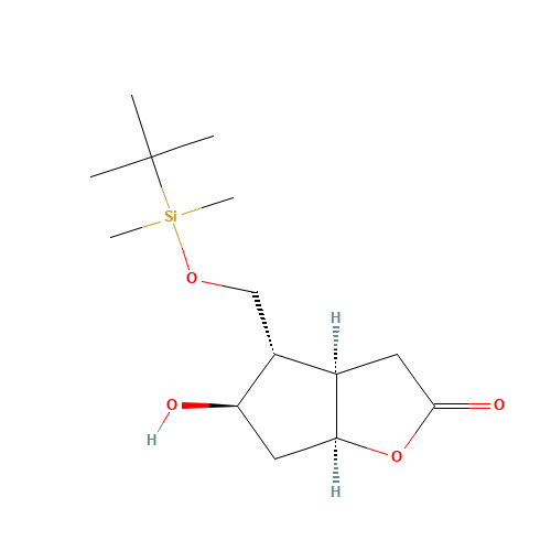 (3aR,4S,5R,6aS)-4-(tert-Butyldimethylsilyloxy)methyl-5-hydroxy-hexahydro-2H-cyclopenta[b]furan-2-one (CAS: 65025-94-7) - Related Chemical Product