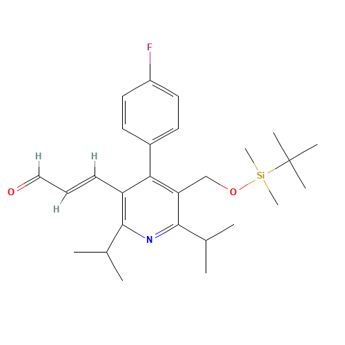 (E)-3-[5-tert-Butyldimethylsilyloxymethyl-2,6-diisopropyl-4-(4-fluorophenyl)-pyrid-3-yl]-prop-2-enal (CAS: 124863-84-9) - Related Chemical Product