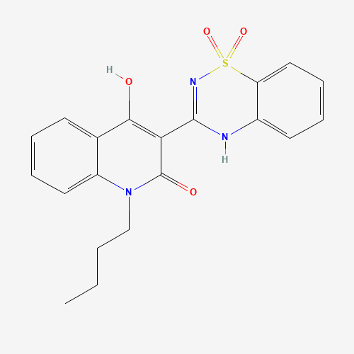1-Butyl-3-(1,1-dioxido-2H-1,2,4-benzothiadiazin-3-yl)-4-hydroxy-2(1H)-quinolinone (CAS: 303776-83-2) - Chemical Structure and Molecular Formula 