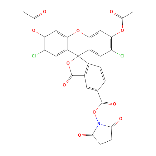 5(6)-Carboxy-2',7'-Dichlorofluorescein Diacetate Succinimidyl Ester (CAS: 147265-60-9) - Chemical Structure and Molecular Formula 