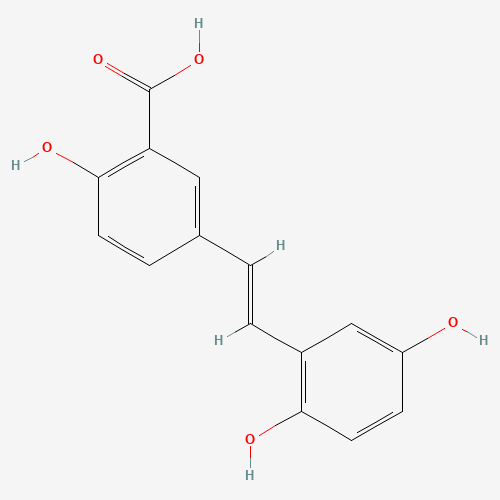 trans-1-(3'-Carboxy-4'-hydroxyphenyl)-2-(2,5-dihydroxyphenyl)ethene (CAS: 150258-63-2) - Related Chemical Product