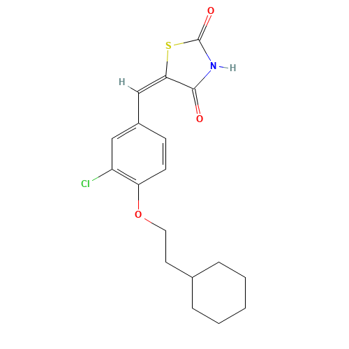5-[[3-Chloro-4-(2-cyclohexylethoxy)phenyl]methylene]-2,4-thiazolidinedione (CAS: 1239610-72-0) - Chemical Structure and Molecular Formula 