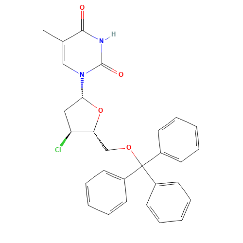 3'-Chloro-3'-deoxy-5'-O-tritylthymidine (CAS: 34627-62-8) - Chemical Structure and Molecular Formula 
