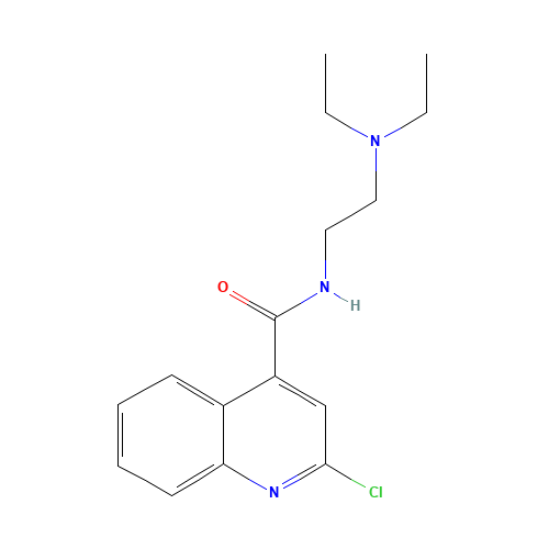 2-Chloro-N-[2-(diethylamino)ethyl]-4-quinolinecarboxamide (CAS: 87864-14-0) - Chemical Structure and Molecular Formula 