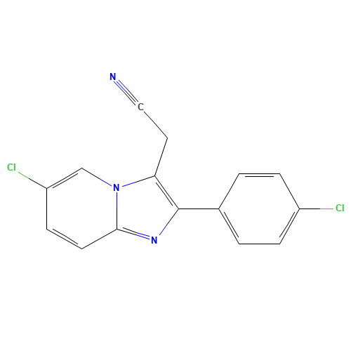 6-Chloro-2-(4-chlorophenyl)imidazo[1,2-a]pyridine-3-acetonitrile (CAS: 82626-72-0) - Chemical Structure and Molecular Formula 