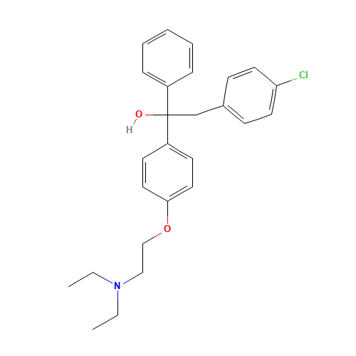 2-(p-Chlorophenyl)-1-[p-[2-(diethylamino)ethoxy]phenyl]-1-phenyl-ethanol (CAS: 47642-02-4) - Chemical Structure and Molecular Formula 