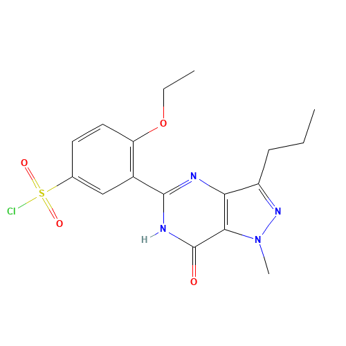 5-(5-Chlorosulfonyl-2-ethoxyphenyl)-1-methyl-3-propyl-1,6-dihydro-7H-pyrazolo[4,3-d]pyrimidin-7-one (CAS: 139756-22-2) - Chemical Structure and Molecular Formula 