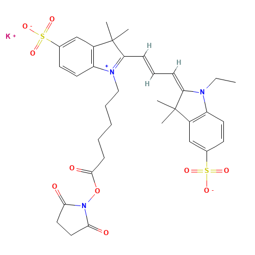 Cyanine 3 Monofunctional Hexanoic Acid Dye,Succinimidyl Ester,Potassium Salt 85% (CAS: 945529-56-6) - Related Chemical Product