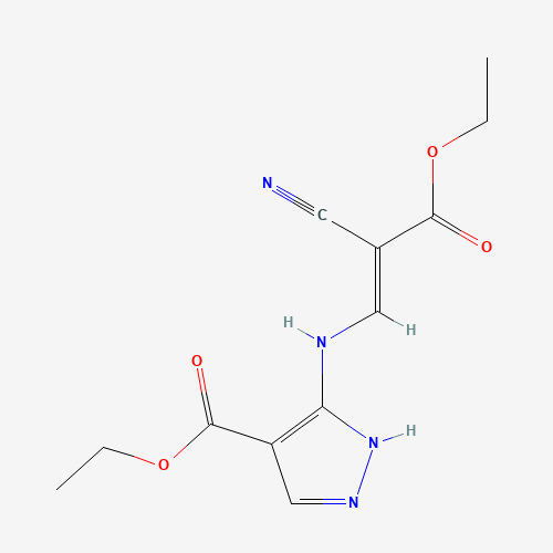 (E)-3-[(2-Cyano-3-ethoxy-3-oxo-1-propenyl)amino]-1H-pyrazole-4-carboxylic Acid Ethyl Ester (CAS: 52632-17-4) - Chemical Structure and Molecular Formula 