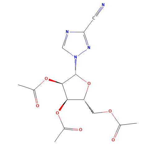 3-Cyano-1-(2,3,5-tri-O-acetyl-b-D-ribofuranosyl)-1,2,4-triazole (CAS: 40371-99-1) - Chemical Structure and Molecular Formula 