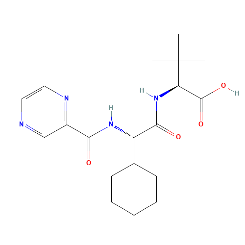 (2S)-2-Cyclohexyl-N-(2-pyrazinylcarbonyl)glycyl-3-methyl-L-valine (CAS: 402958-96-7) - Chemical Structure and Molecular Formula 