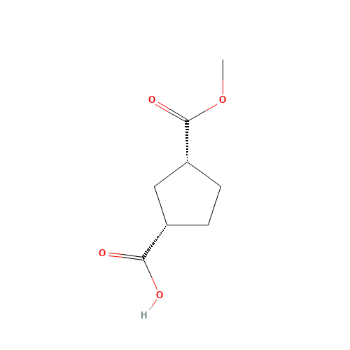 (1R,3S)-1,3-Cyclopentanedicarboxylic Acid 1-Methyl Ester (CAS: 96443-42-4) - Chemical Structure and Molecular Formula 