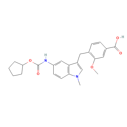4-[[5-[[(Cyclopentyloxy)carbonyl]amino]-1-methyl-1H-indol-3-yl]methyl]-3-methoxybenzoic Acid (CAS: 107754-20-1) - Related Chemical Product