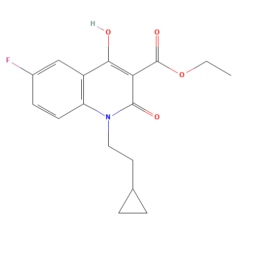1-(2-Cyclopropylethyl)-6-fluoro-1,2-dihydro-4-hydroxy-2-oxo-3-quinolinecarboxylic Acid Ethyl Ester (CAS: 931399-20-1) - Chemical Structure and Molecular Formula 