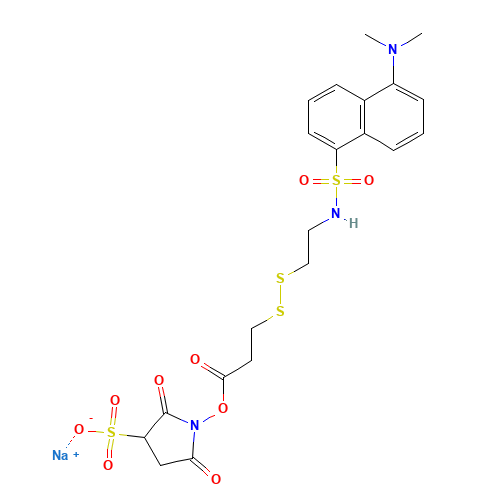 2-(Dansylsulfonamido)ethyl-3-(N-sulfosuccinimidylcarboxy)ethyl Disulfide,Sodium Salt (CAS: 1024168-37-3) - Chemical Structure and Molecular Formula 