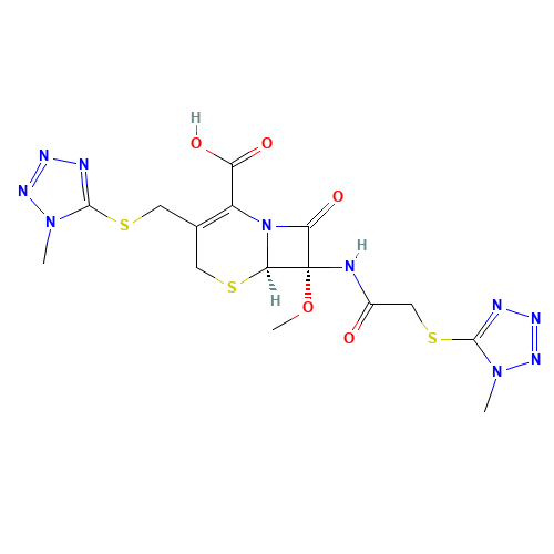 S-Decyanomethyl-S-(1-methyl-1H-tetrazol-5-yl) Cefmetazole (CAS: 74228-11-8) - Chemical Structure and Molecular Formula 