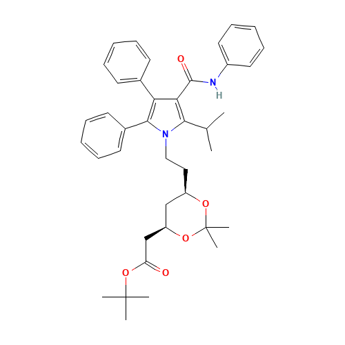 Defluoro Atorvastatin Acetonide tert-Butyl Ester (CAS: 1105067-91-1) - Chemical Structure and Molecular Formula 