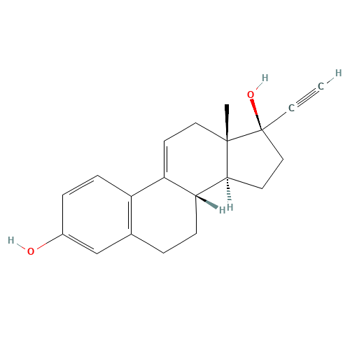 9,11-Dehydro Ethynyl Estradiol (CAS: 1231-96-5) - Chemical Structure and Molecular Formula 