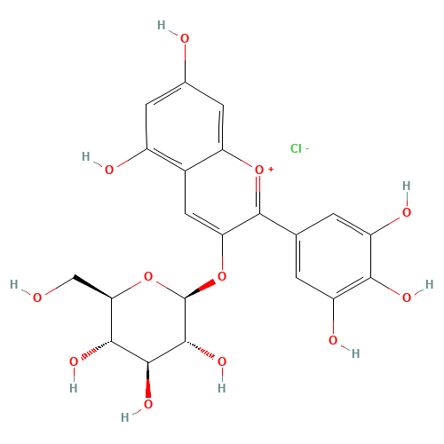 Delphinidin 3-b-D-Glucoside (CAS: 6906-38-3) - Chemical Structure and Molecular Formula 