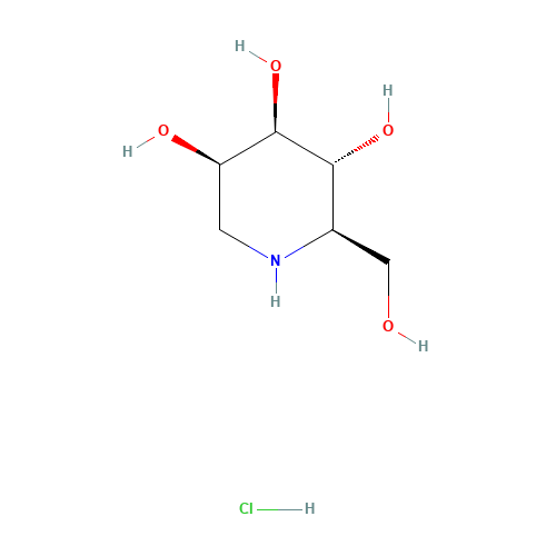 Deoxymannojirimycin Hydrochloride (CAS: 73465-43-7) - Chemical Structure and Molecular Formula 
