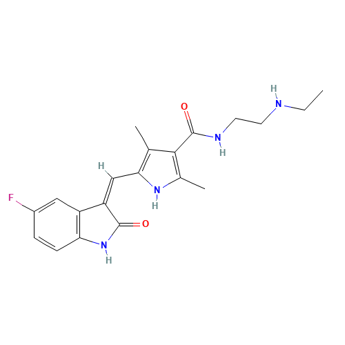 N-Desethyl Sunitinib (CAS: 356068-97-8) - Chemical Structure and Molecular Formula 