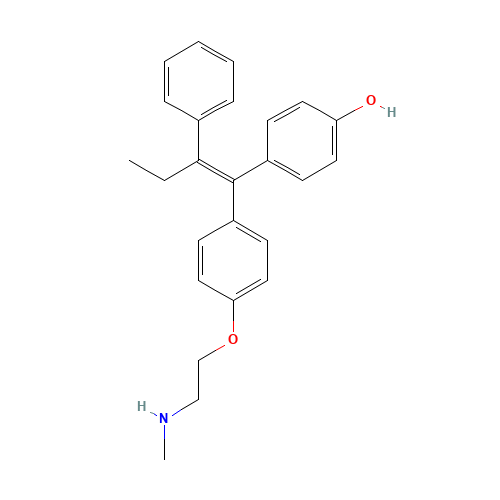 N-Desmethyl-4-hydroxy Tamoxifen (approx. 1:1 E/Z Mixture) (CAS: 110025-28-0) - Related Chemical Product