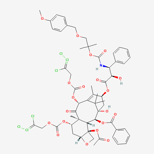 N-Des-t-boc-N-2-[2-methyl-1-(4-methoxyphenyl)methoxy]propyloxycarbonxyl-7,10-O-bis{[(2,2,2-trichloroethyl)oxy]carbonyl} Docetaxel (CAS: 154044-74-3) - Chemical Structure and Molecular Formula 