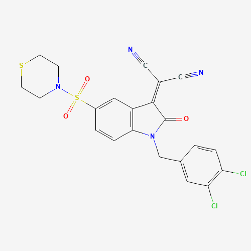 2-[1-(3,4-Dichlorobenzyl)-2-oxo-5-(thiomorpholinosulfonyl)indolin-3-ylidene]malononitrile (CAS: 1144853-65-5) - Related Chemical Product