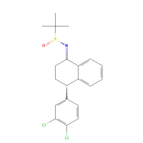 [S(R)]-N-[(4S)-4-(3,4-Dichlorophenyl)-3,4-dihydro-1(2H)-naphthalenylidene]-2-methyl-2-propanesulfinamide (CAS: 674767-90-9) - Chemical Structure and Molecular Formula 